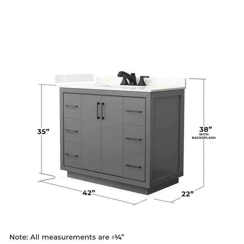 Wyndham Collection WCF111142S-QTZ-US3M34 Icon 42" Free Standing Single