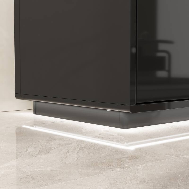 Luminous Elegance High Gloss Entertainment Center with LED Ambiance