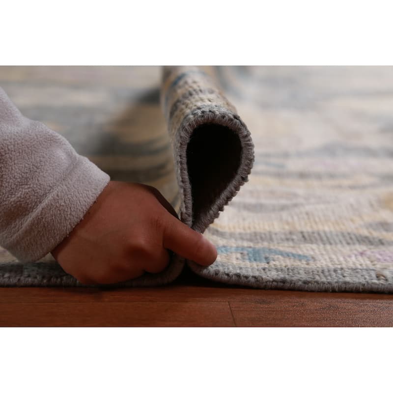 Hand Knotted Oriental 100% Wool Carpet Transitional All-Over Greys & Charcoal Oushak Area Rug - 14' 4'' X 9' 11''