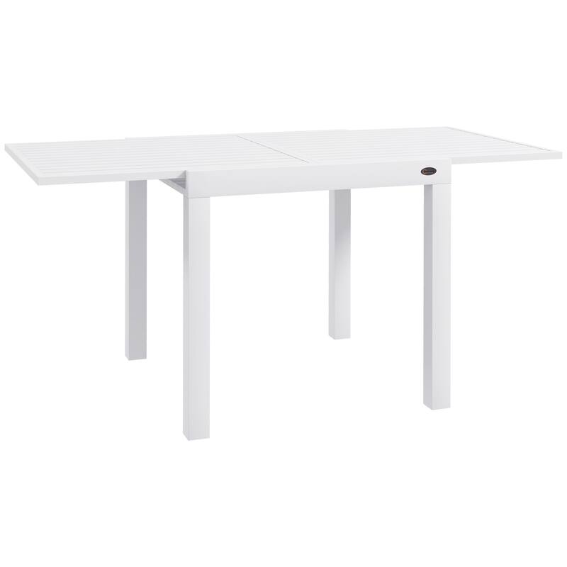 Outsunny Expandable Patio Dining Table for 4-6, 35.5" -70.75" Aluminum Extendable Outdoor Dining Table, Square / Rectangular