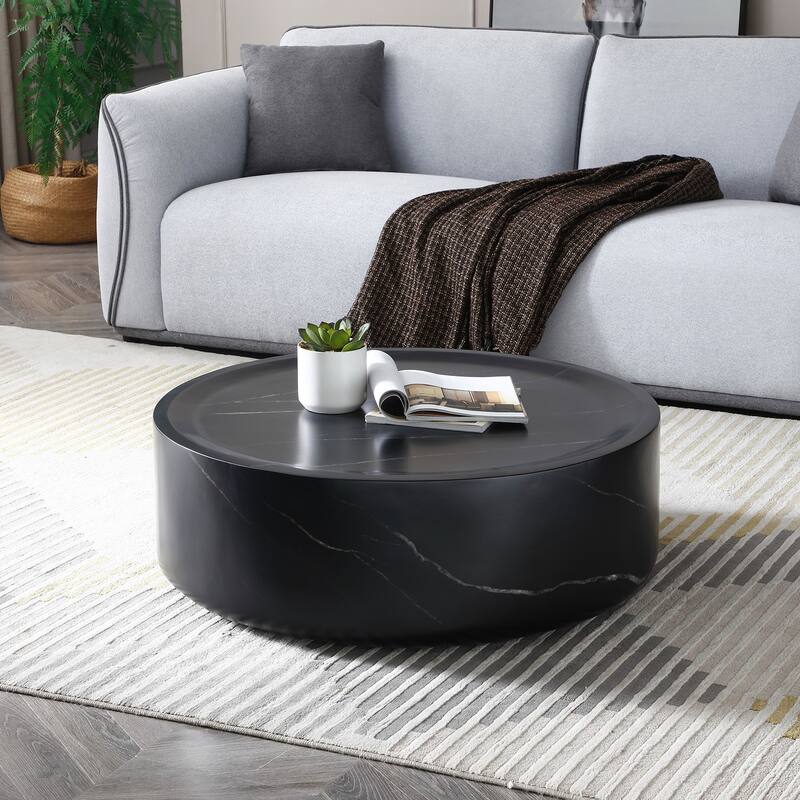 31.49'' Round Ccoffee Table, Sturdy Fiberglass Table for Living Room