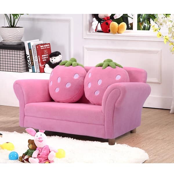 Shop Costway Kids Sofa Strawberry Armrest Chair Lounge Couch W 2