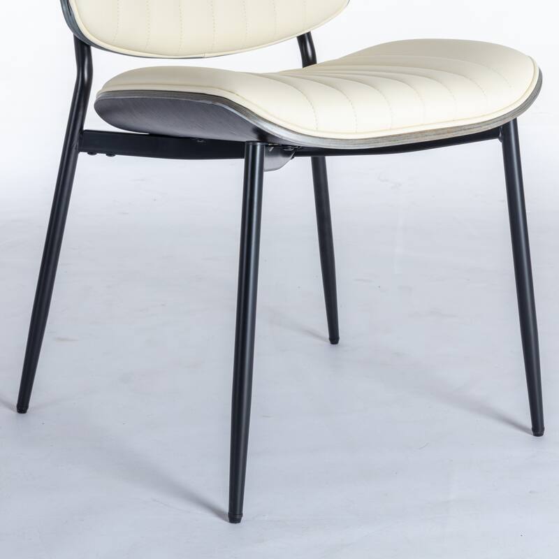 Dining Chairs Set of 2 Mid Century Modern Retro Faux Leather Chair - N/A