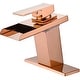 preview thumbnail 2 of 3, Rose Gold Waterfall 3 Color LED Single Handle Bathroom Sink Faucet, Pop Up Brass Overflow Drain