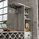 preview thumbnail 4 of 10, DH BASIC Transitional Vintage Grey Oak 6-Open Shelf Bar Table with Wine Storage by Denhour