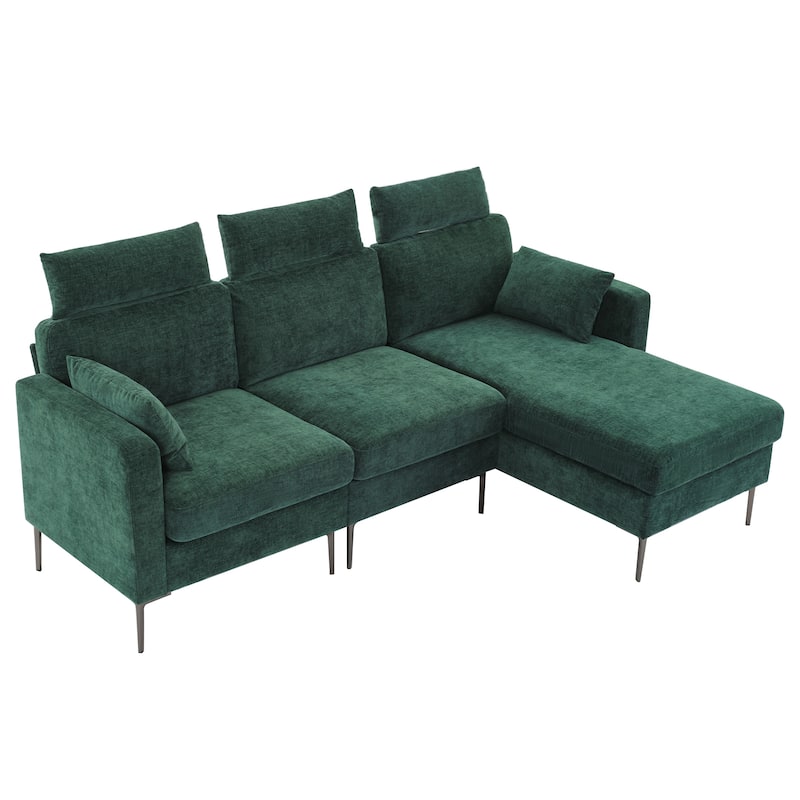 89" Chenille Sectional Sofa Couch With Extra Wide Chaise For Livingroom