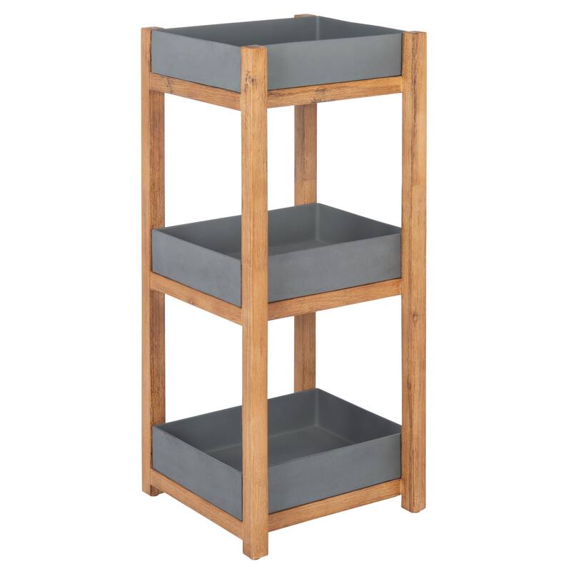SAFAVIEH Outdoor Madyson 3-Tier Storage Shelf - 15.7" W x 15.7" L x 38.1" H - 15.7" W x 15.7" L x 38.1" H - 16Wx16Dx38H