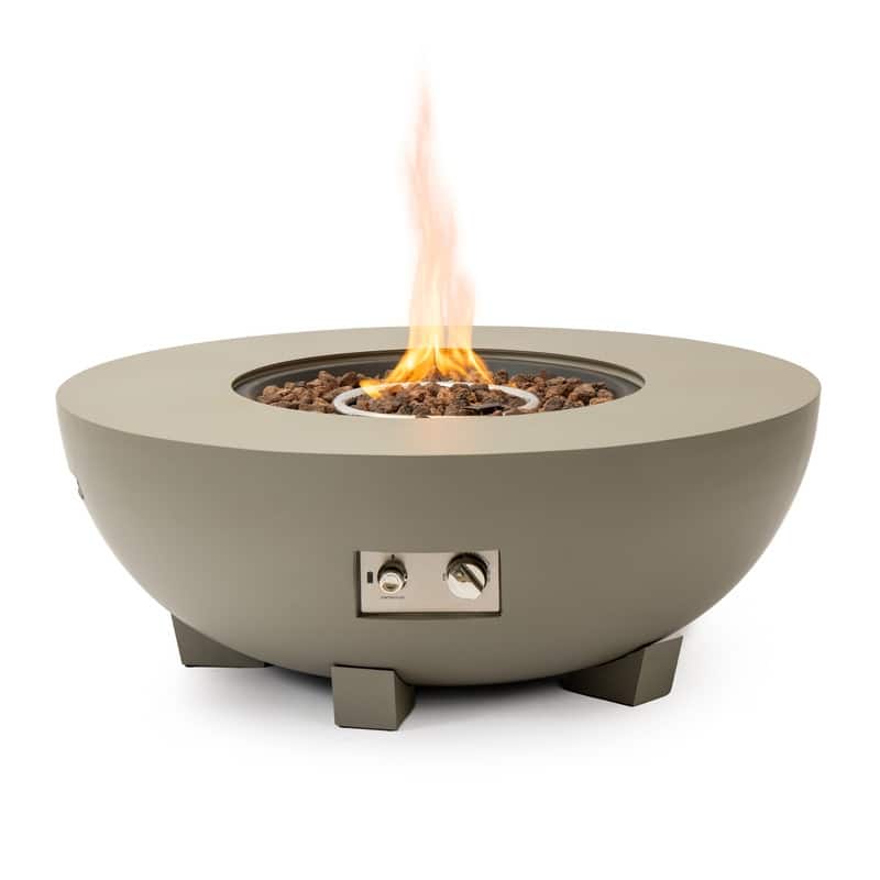 Round 36-Inch Iron Fire Pit Table -  Grey