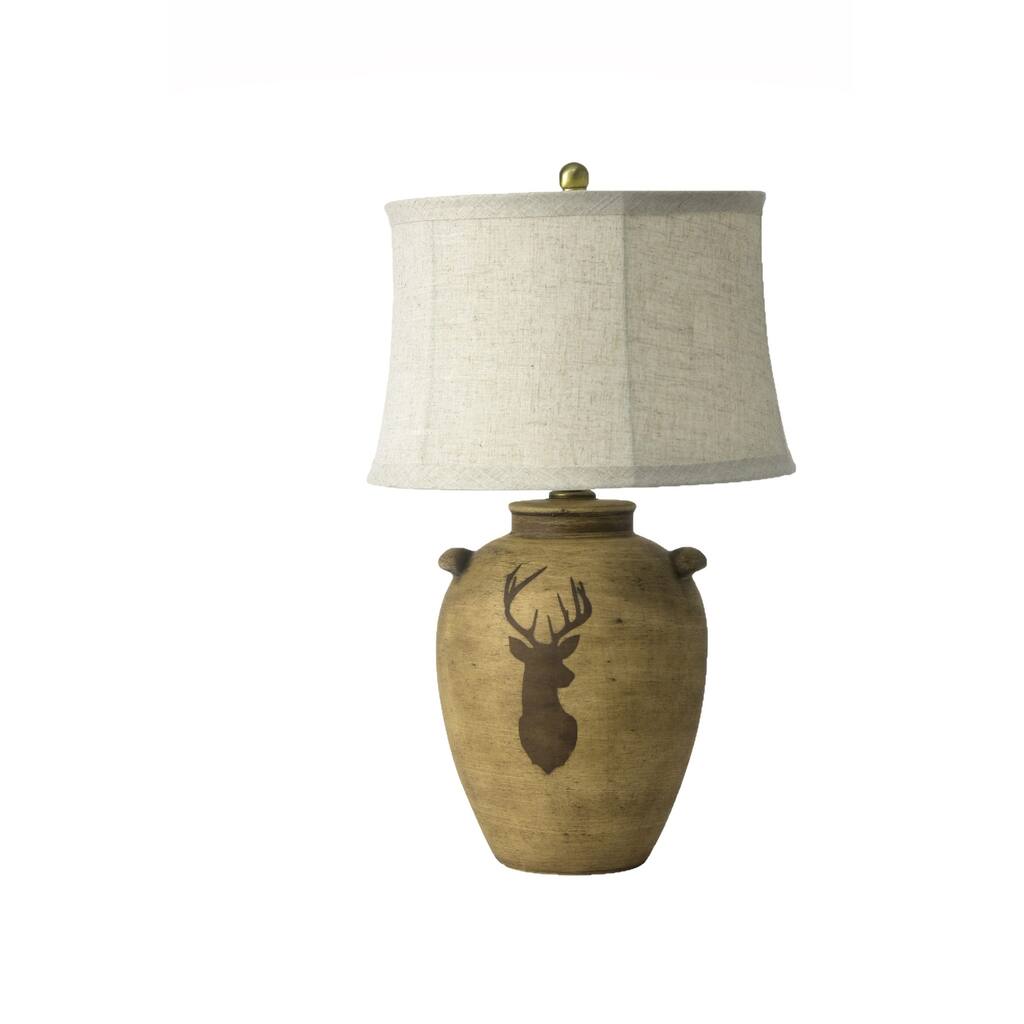 28.5 in. Brown Mountain Lodge Bedside Ceramic Table Lamp