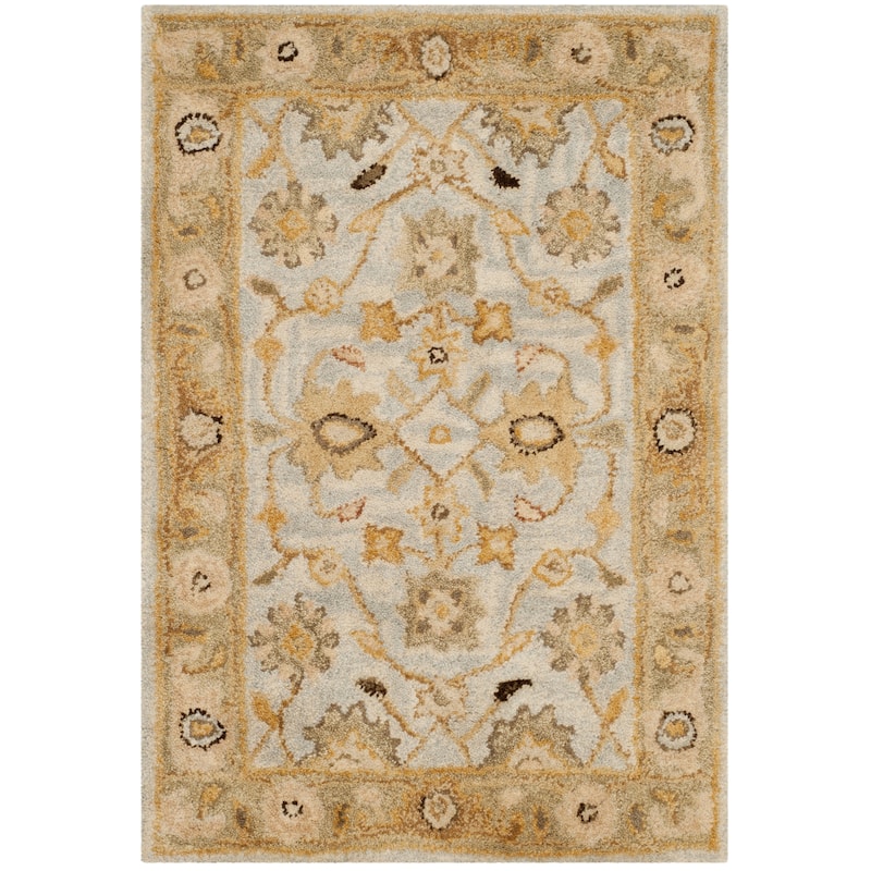 SAFAVIEH Handmade Antiquity Daisy Traditional Oriental Wool Rug - 2' x 3' - Light Blue/Sage
