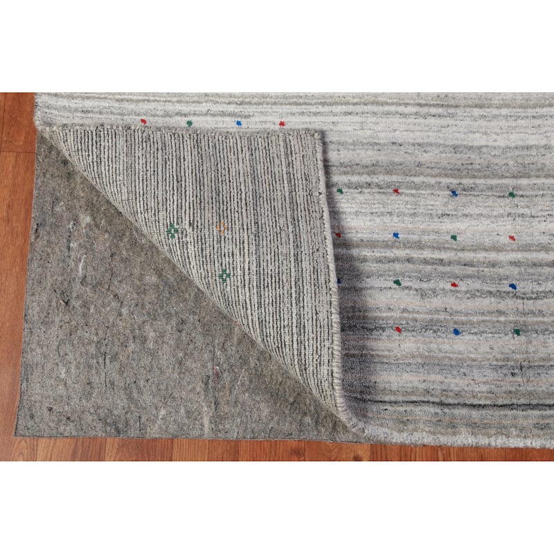 Striped Tribal Gabbeh Indian Area Rug Handmade Wool Carpet - 8'0" x 10'1"