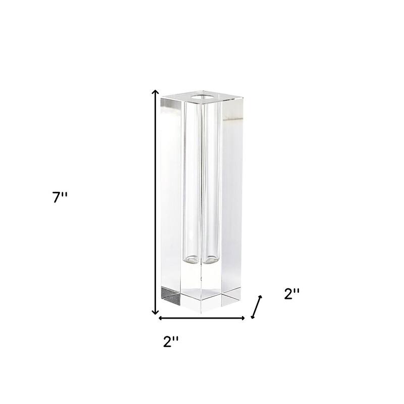 HomeRoots 7" Clear Bud Lead Free Crystal Table Vase