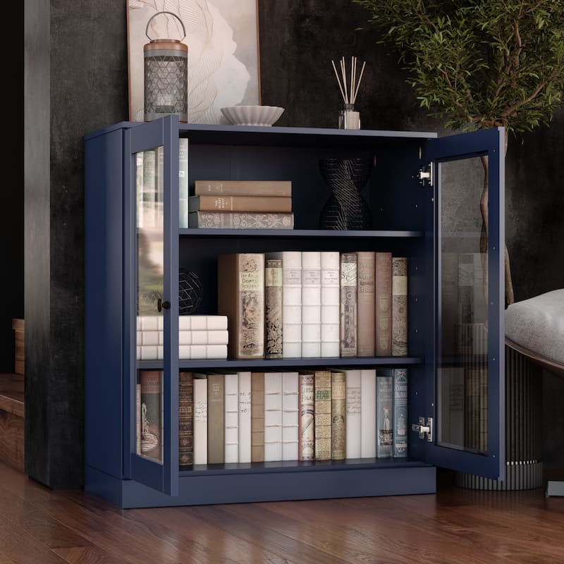 100% Solid Wood 3-shelf Bookcase with Optional Doors by Palace Imports