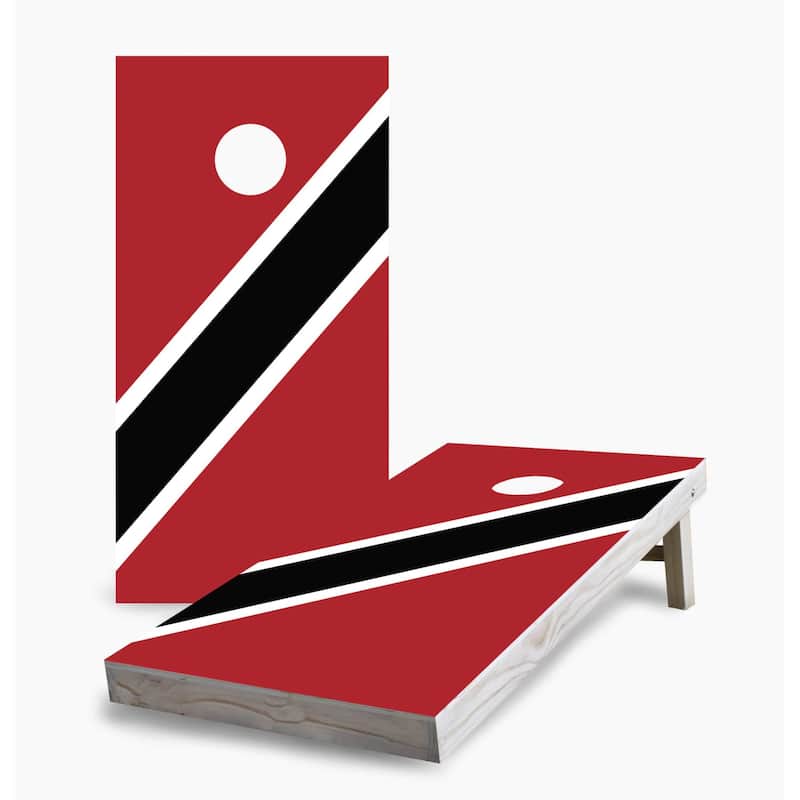 Trinidad and Tobago Flag Cornhole Game (Choose Wraps or Boards) - 2x4 Boards (24" x 48") - Include Case + Hole Lights