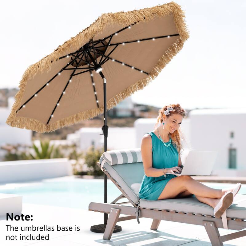 Gymax 7 FT Hawaiian Style Umbrella Sun-proof Thatched Patio Tiki
