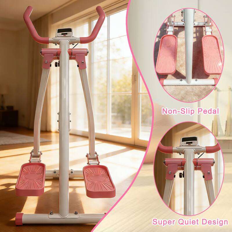 Air Walking Elliptical Machine, Foldable Cardio Cross Trainer Glider for Full-Body with LCD Display