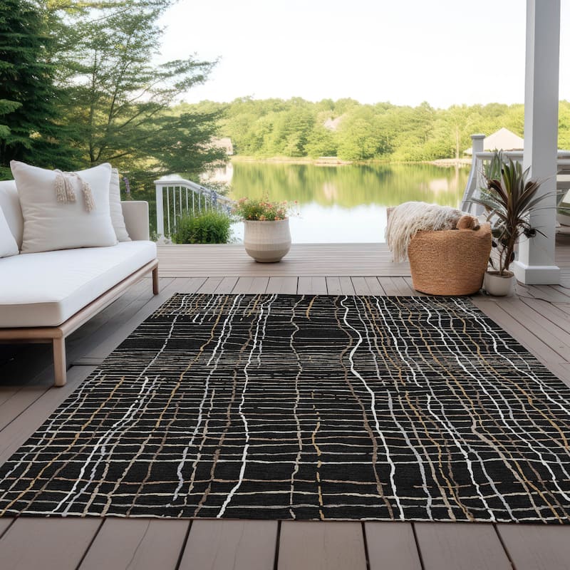 Machine Washable Indoor/ Outdoor Modern Century Chantille Rug
