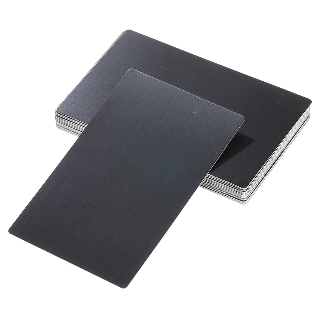 15Pcs 80x50x0.5mm Anodized Aluminum Blank Metal Business Cards, Black