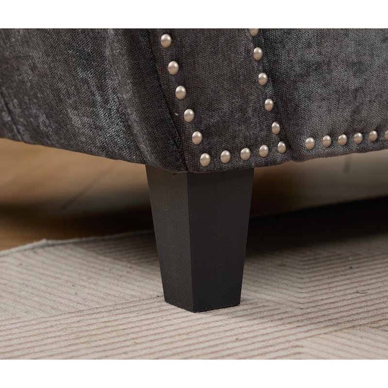 109.5" Chenille 6-Seater L-Shaped Sectional Sofa with Rivets Decorated Rolled Armrests,Cushions, and Wood Frame