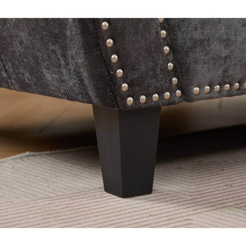 109.5" Chenille 6-Seater L-Shaped Sofa with Rolled Armrests