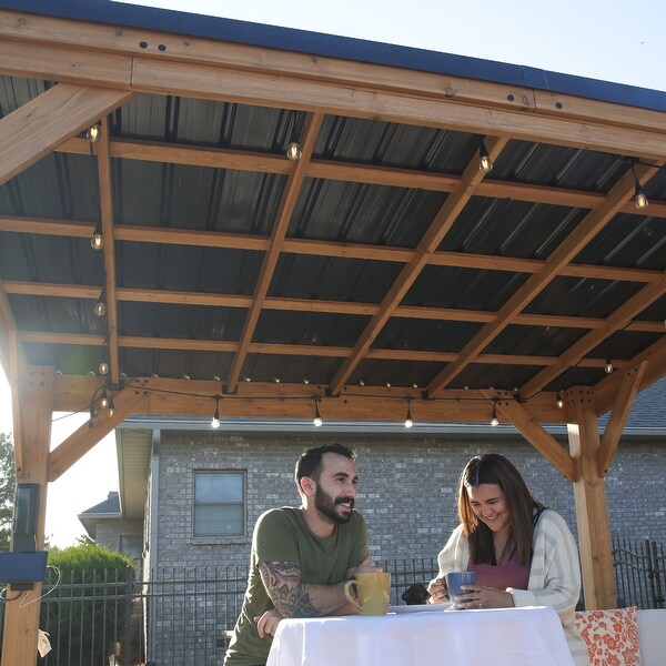Backyard Discovery Arcadia 14x12' Cedar Wood Gazebo with Steel