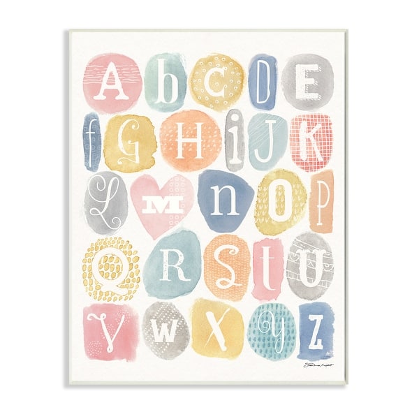 Stupell Soft Pattern Watercolor Letters Alphabet Chart Wood Wall Art ...