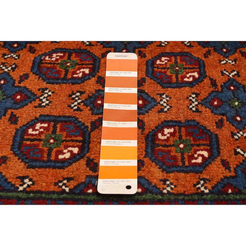 ECARPETGALLERY Hand-knotted Uzbek Kargahi Orange Wool Rug - 3'11 x 5'6