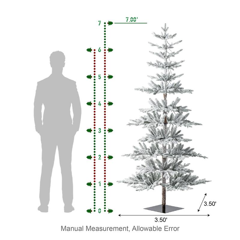 Glitzhome 6ft/7ft/9ft Deluxe Pre-Lit Flocked Slim Fir Artificial Christmas Tree with Warm White Lights
