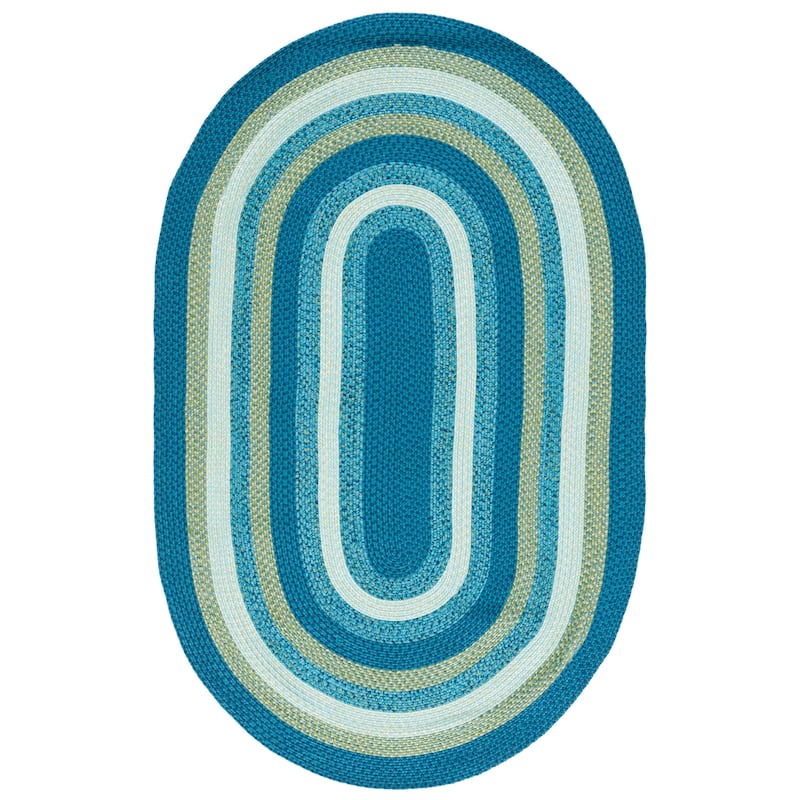SAFAVIEH Handmade Braided Alexandrie Casual Rug - 6' x 9' Oval - Aqua/Green