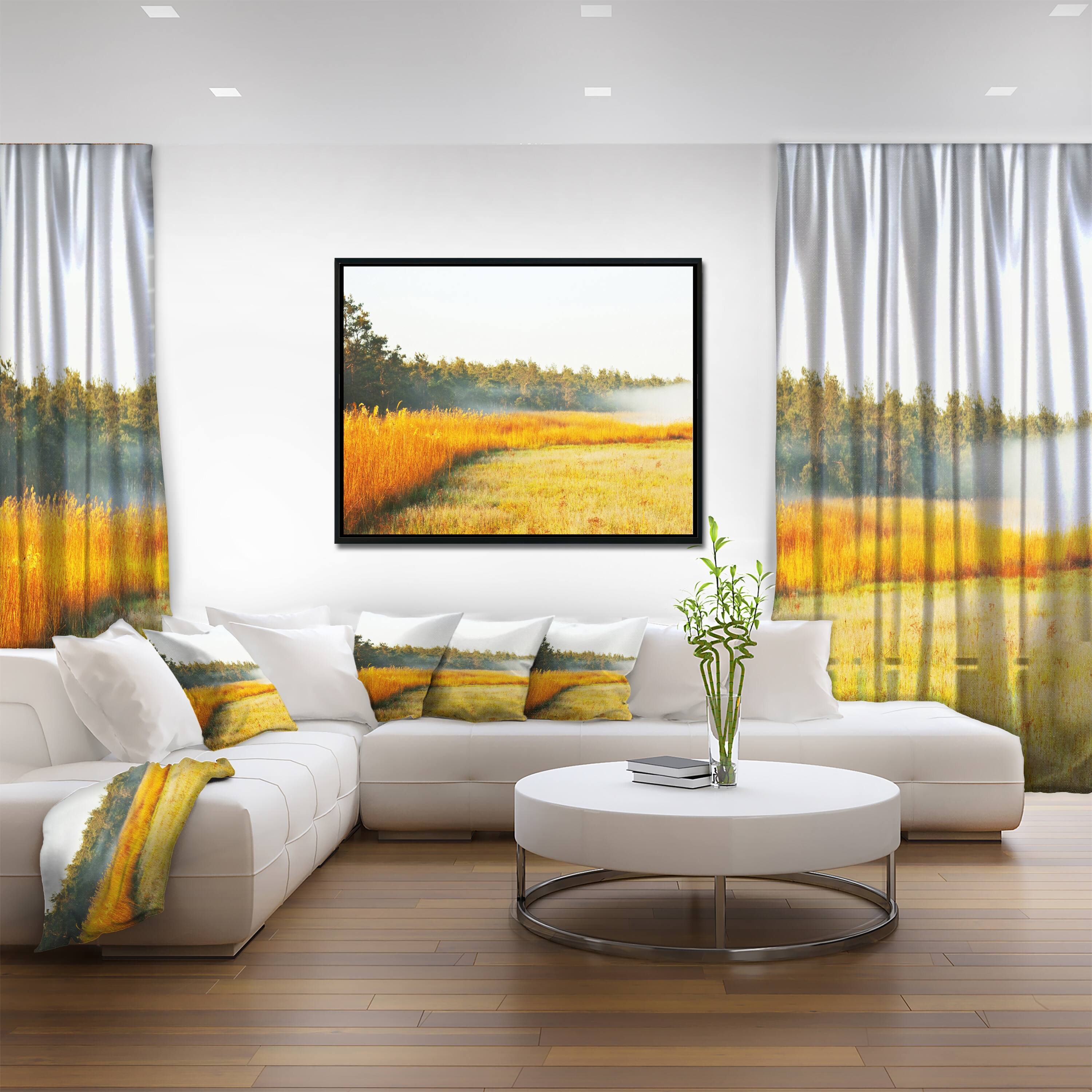 Designart "Amazing Yellow Mountain Meadow" Extra Large Landscape Framed