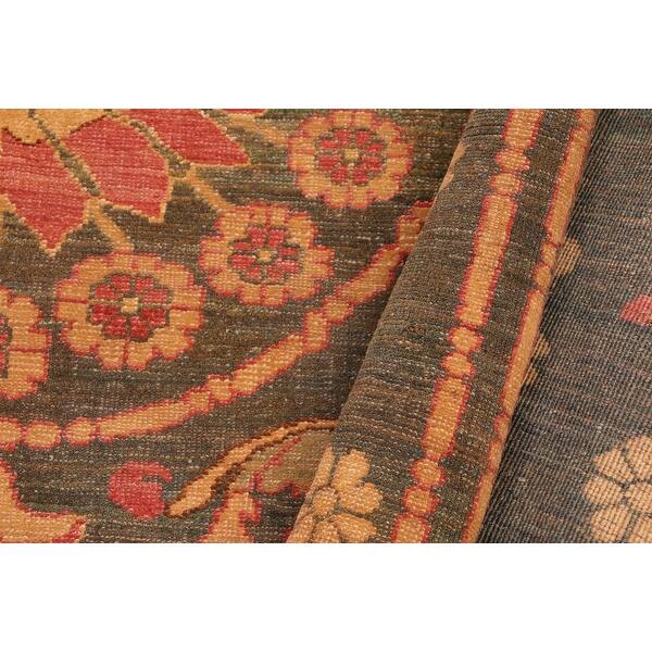 Antique Lavastone LowPile Renna Green/Green Wool Rug 6'3'' x 8'3