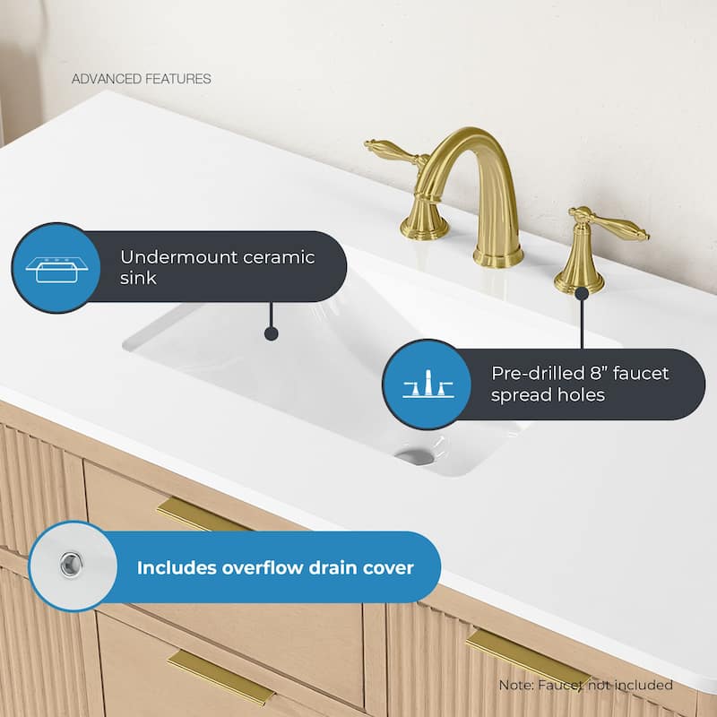 OVE Xander Bathroom Vanity with White Engineered Stone Top