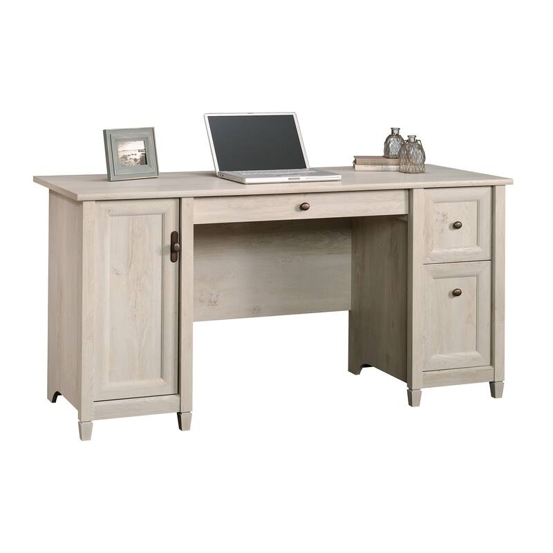 Engineered Wood Coastal Computer Desk with Slide-Out Keyboard Tray, Gray