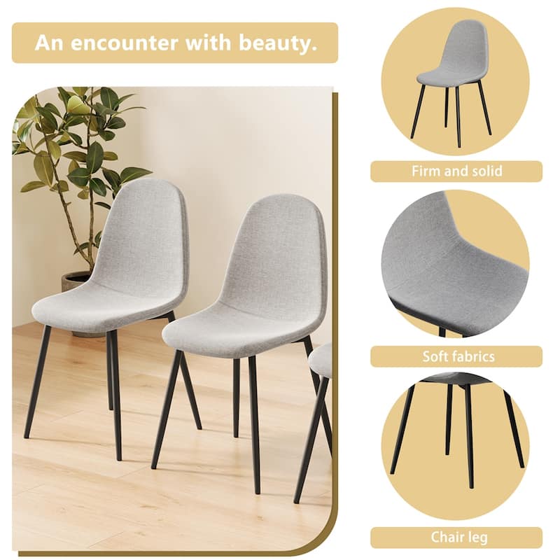 Dining Chairs Set of 4 Modern Kitchen Dining Chairs,Linen Padded Seats