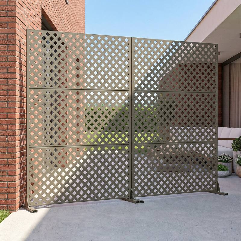Outdoor Rectangle Privacy Screens Metal Screen Fence Panel Set of 2