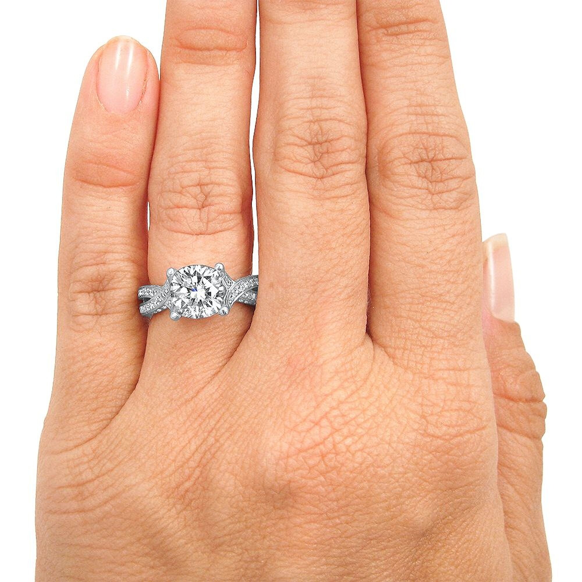 Details about   3Ct Round Cut Moissanite Diamond Solitaire Engagement Ring 14K White Gold Finish