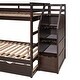 preview thumbnail 61 of 95, Bunk Bed with Trundle with Safety Guardrail and 3 Storage Stairs, Triple Bunk Multifunctional Space-Saving Solution for Bedroom