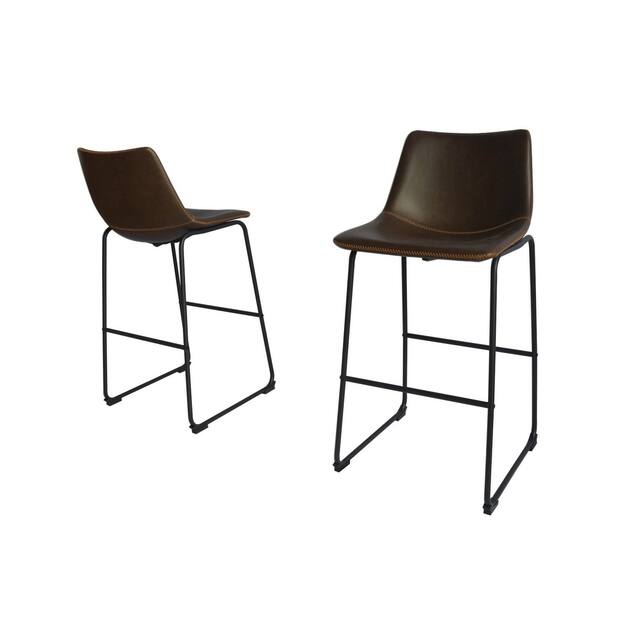 Best Quality Furniture Modern 29-inch Faux Leather Bar Stool (Set of 2) - Coffee