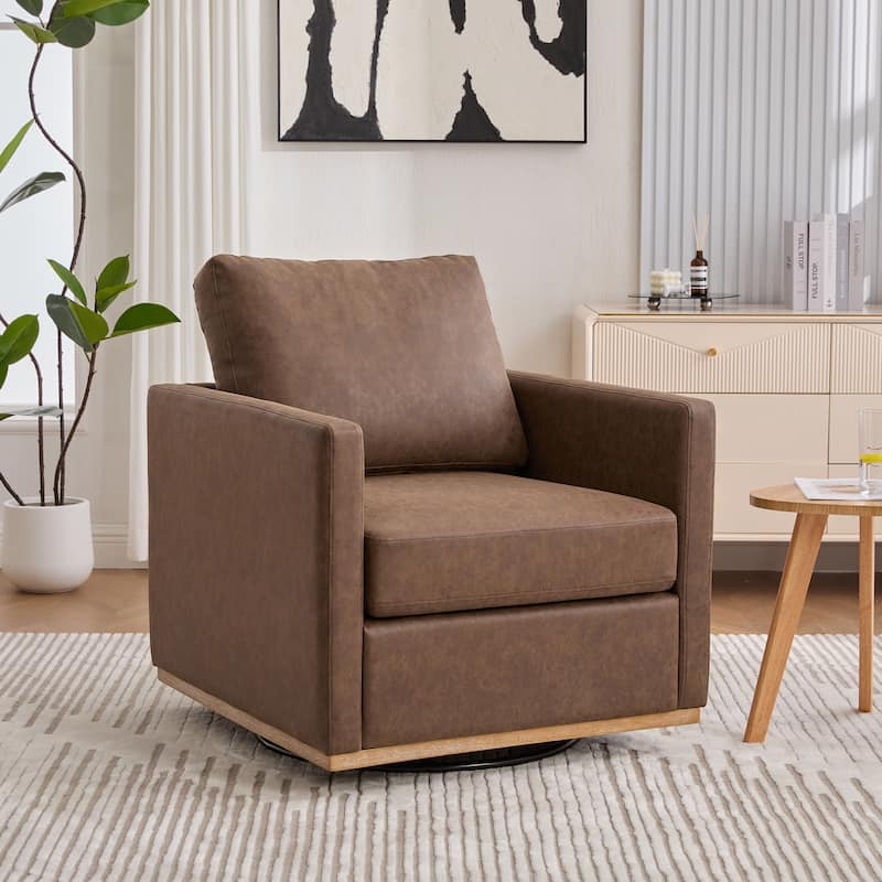 360-Degree Club Chair Barrel Chair, Swivel Accent Chair Single Sofa Chair, Lounge Armchair with Removable Back Pillow