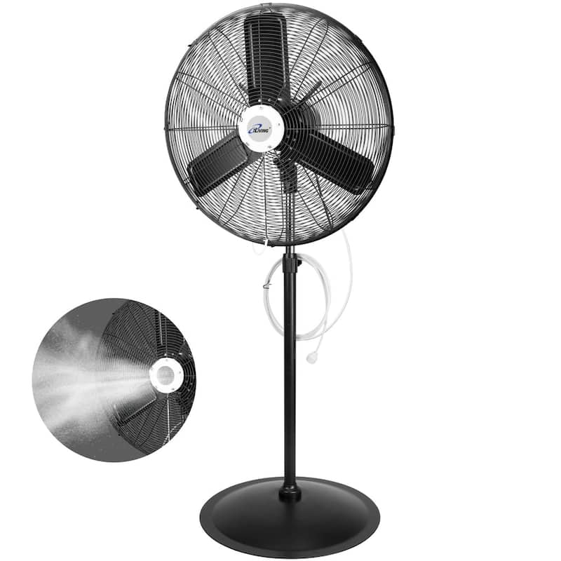 iLIVING 30" Pedestal Outdoor Oscillating Fan with Misting Kit 8400 CFM - Black