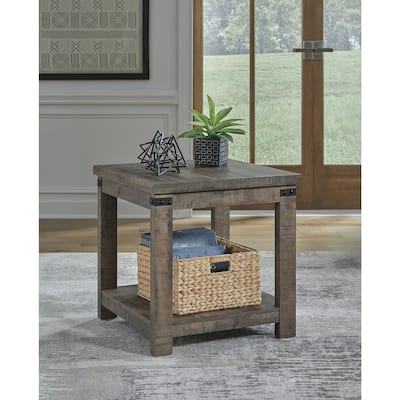 Signature Design by Ashley Hollum Rustic Brown End Table - 24"W x 24"D x 24"H