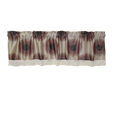 Violet Linen Emblem Vintage Damask Design, 60" x 15", Straight, Rod Pocket Curtain Valance