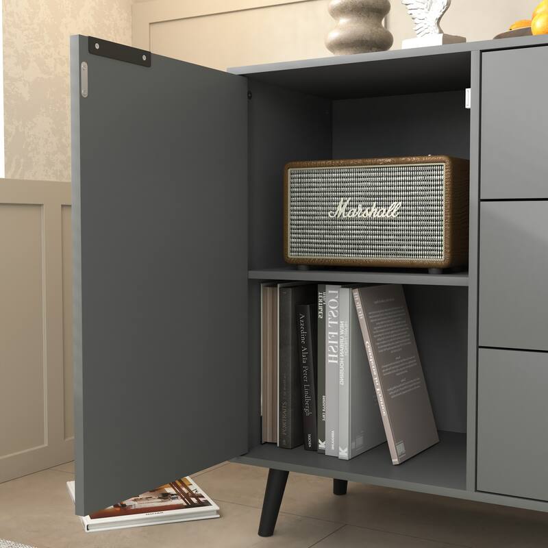 Sideboard Buffet Cabinet with 3 Drawers and 2 Doors