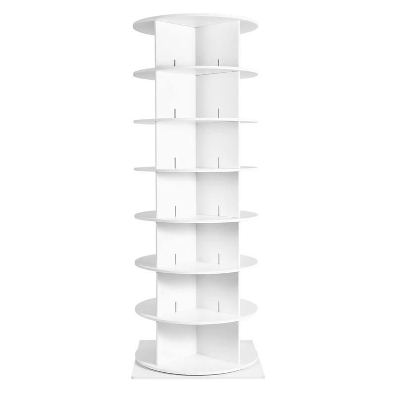Rotating Shoe Rack Tower 360 Spinning Organizer for Closet or Entryway - With-Base-28 Shoes