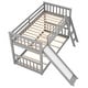 preview thumbnail 8 of 23, Twin over Twin Low Bunk Bed with Convertible Slide and Reversible Ladder, Grey - Space-Saving and Sturdy Wood Frame