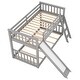 preview thumbnail 8 of 23, Twin over Twin Space-saving Low Bunk Bed with Slide and Ladder, Gray