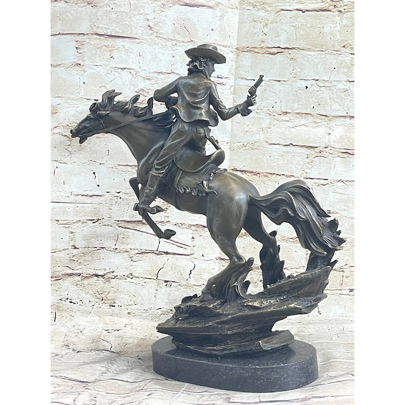 Original Kamiko Outlaw Wild West Bronze Marble Base Sculpture Statue Figurine