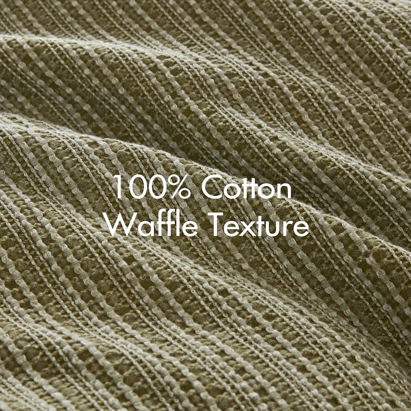 GDF Studio - Rowena Waffle Washed Cotton 3-Piece Comforter Set with Soft Textured Design