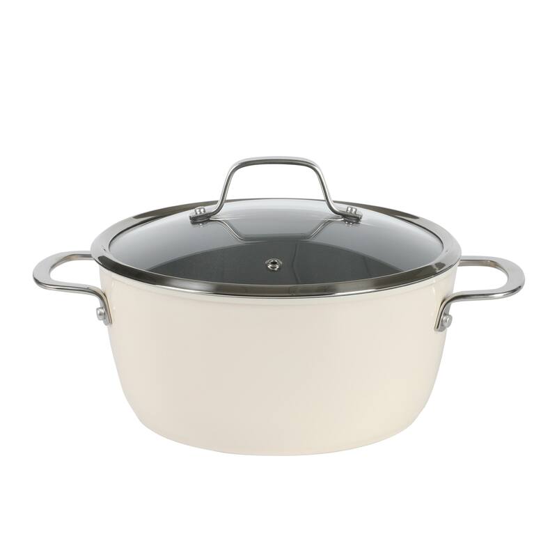 Sur La Table Kitchen Essentials 10 Piece PFA Free Titanium Ceramic Nonstick Interior Forged Aluminum Cookware Pots and Pans Set