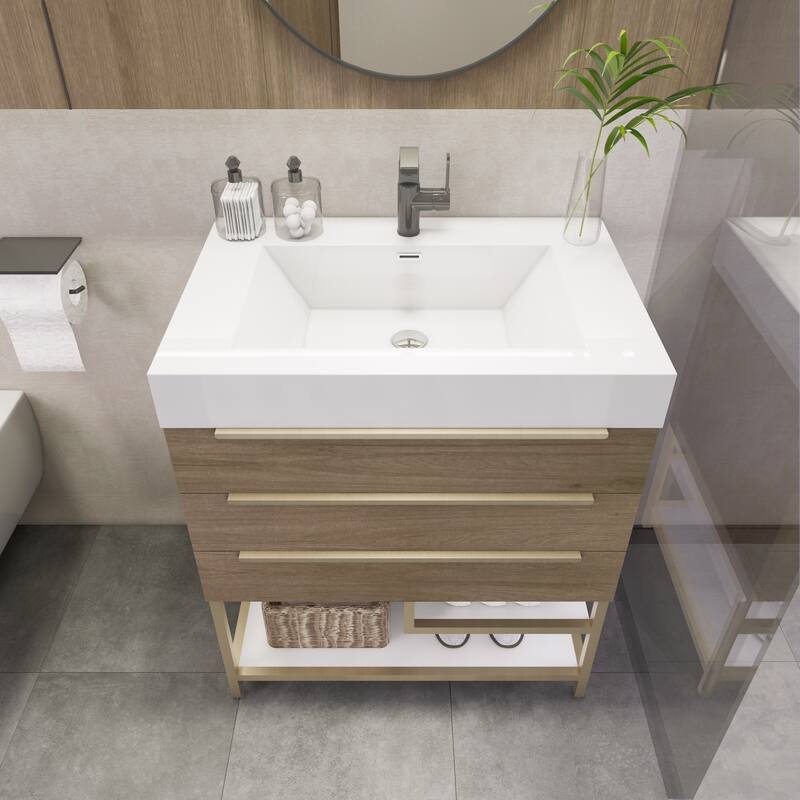 Noble 30" Free Standing Vanity with Reinforced Acrylic Sink - 30" Width